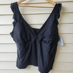 NWT Black Ruffles Swimsuit Tankini 3X